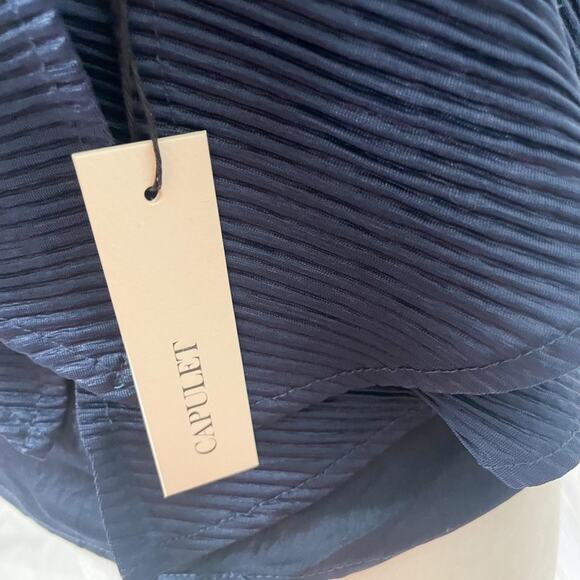 NEW Revolve Capulet Vanessa Navy Ruffle One Shoulder Top, Small, MSRP $158 - Picture 6 of 13